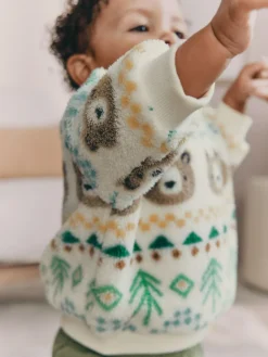 Discount Next Baby Fleece Top and Joggers Set (0mths-2yrs) Green Bear Fairisle