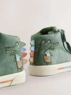 Discount Next Standard Fit (F) Touch Fastening Boots Green Crocodile