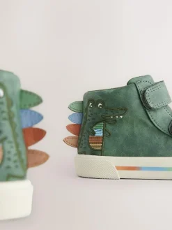 Next Wide Fit (G) Touch Fastening Boots Green Crocodile