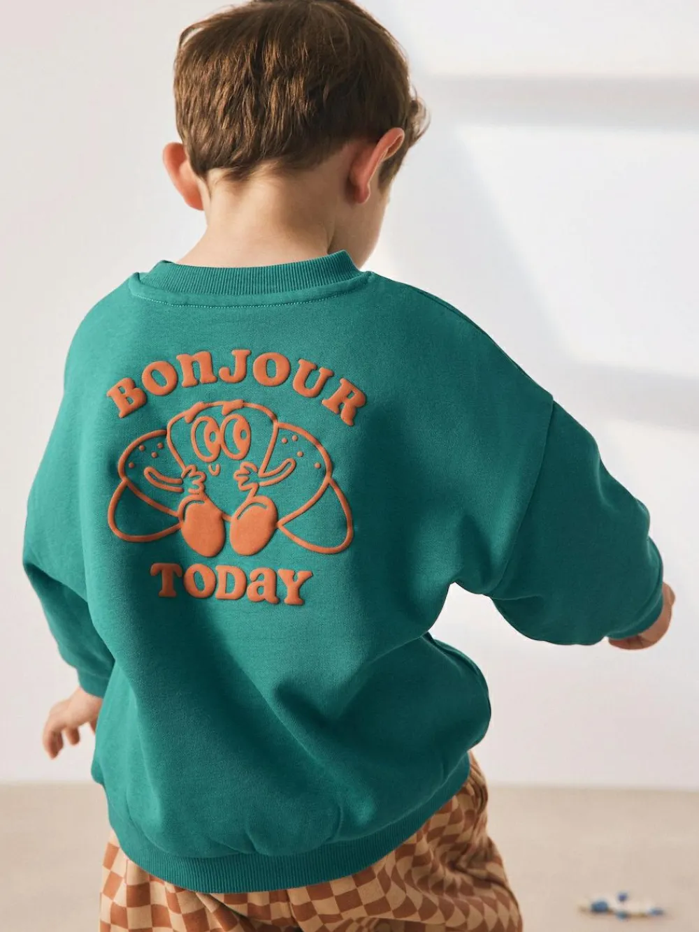 Next Green Croissant Single Sweatshirt And Stripe Joggers Set (3mths-7yrs)^BOY Cosy Club|Sweatshirts & Hoodies