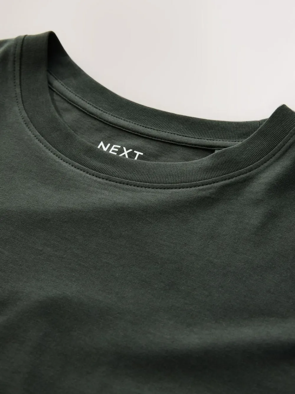 Discount Next Green Dark Regular Fit Essential Crew Neck Cotton T-Shirt