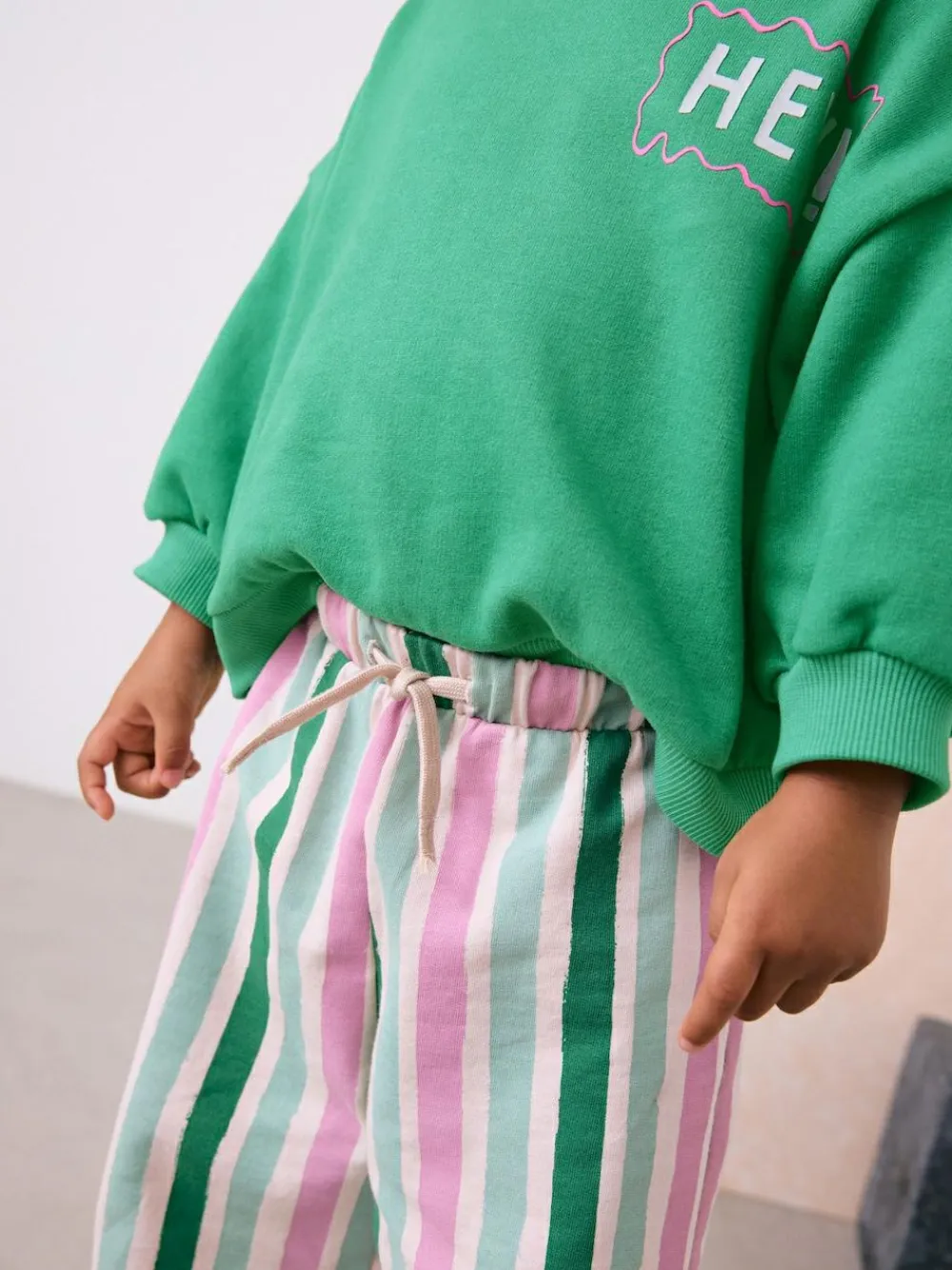 Next Green Hey Hi Sweatshirt & Wide Leg Trousers Set (3mths-7yrs)^ Baby Girls|Sweatshirts & Hoodies