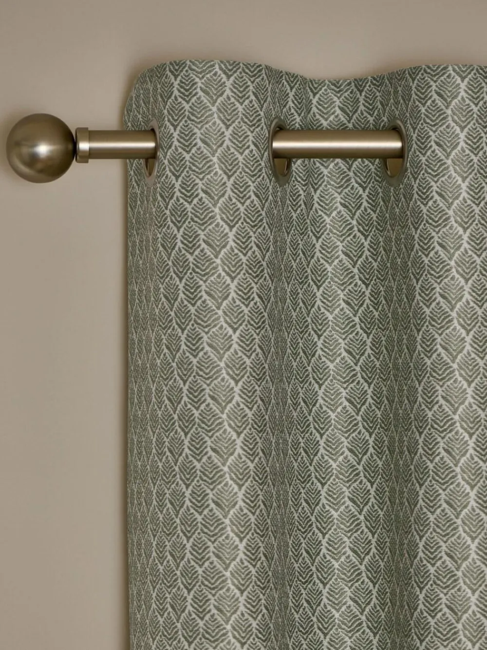 Next Green Mini Leaf Jacquard Eyelet Lined Curtains^ Curtains & Blinds