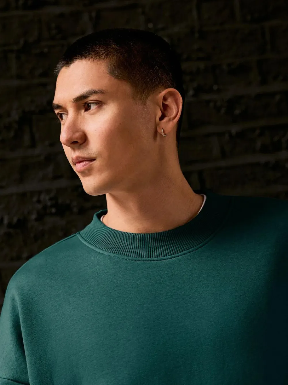 Online Next Oversized Heavyweight Cotton Rich Crew Neck Sweatshirt Green