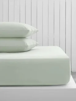 Sale Next Green Pale Sage Cotton Rich Fitted Bed Sheet