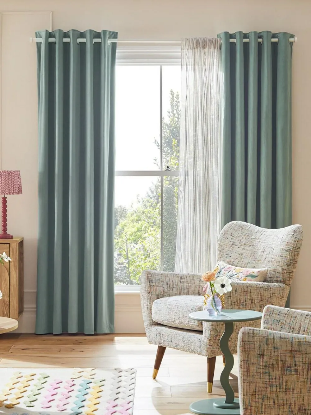 Outlet Next Green Sage Matte Velvet Blackout/Thermal Curtains