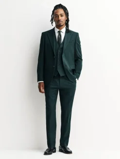 Best Next Slim Fit Flannel Suit Jacket Green