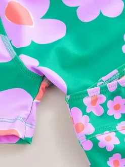 Next Short Sleeved Sunsafe Swim Set (3mths-10yrs) Green Stampy Floal