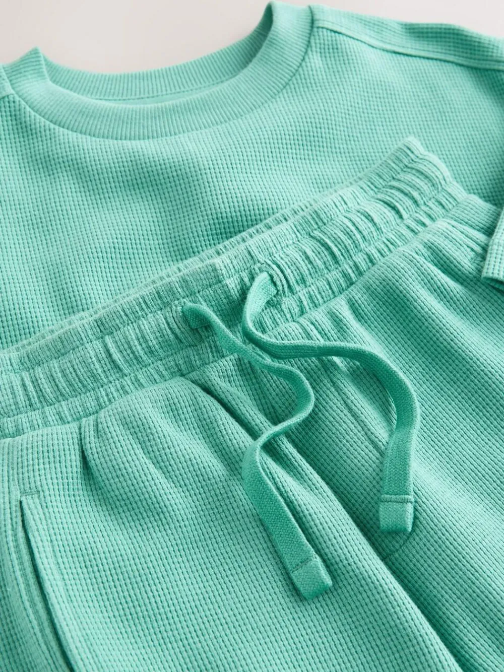 New Next Textured Short Sleeve T-Shirt and Shorts Set (3-16yrs) Green