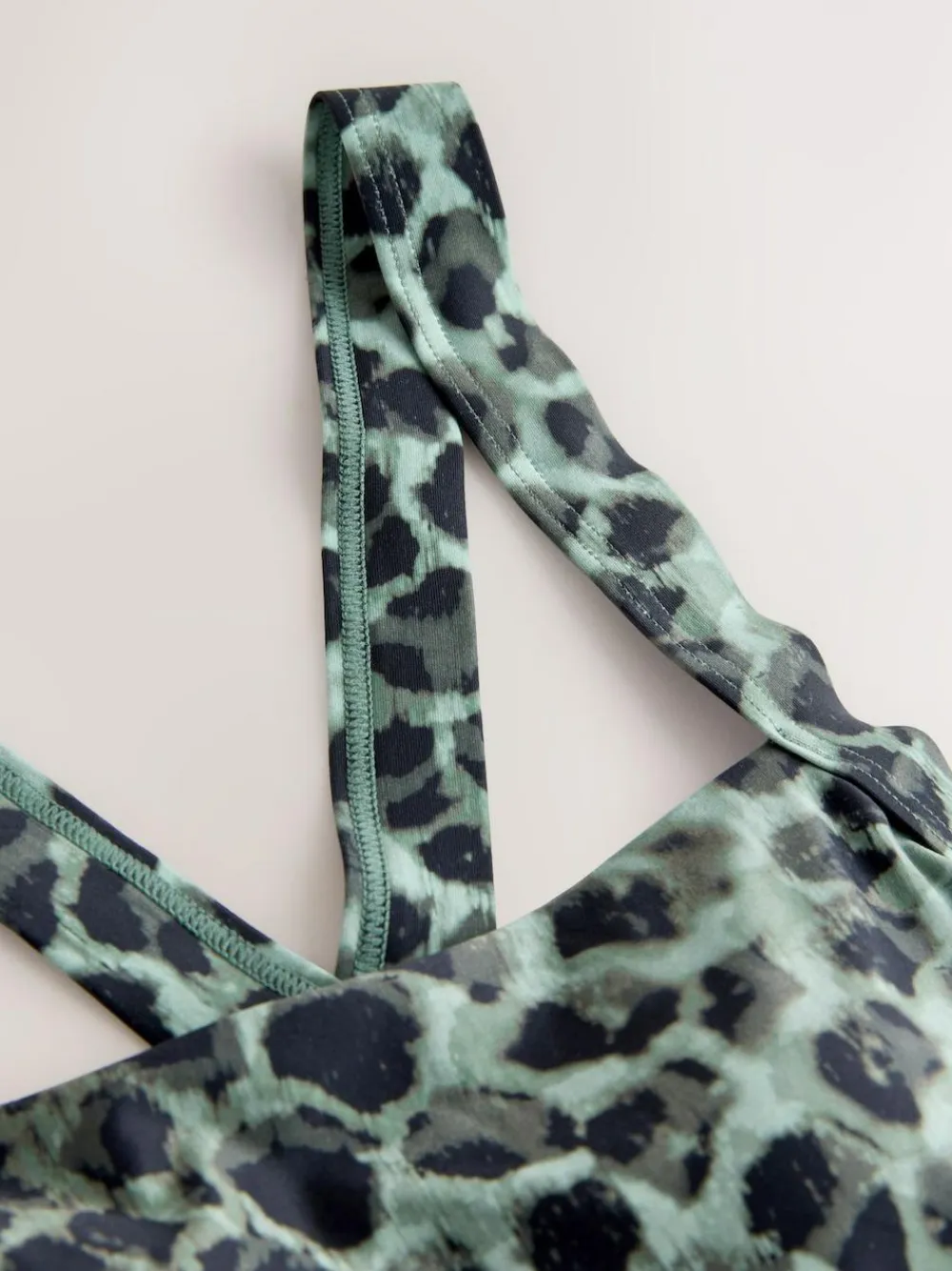 Outlet Next Tummy Control Skirted Swim Dress Green/Black Leopard Print