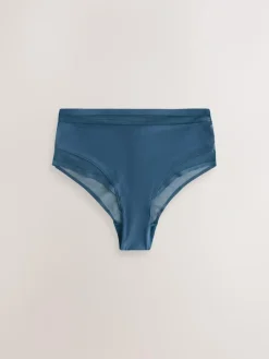 Next Mesh Trim High Waist High Leg Knickers 3 Pack^Women Panties|All Lingerie