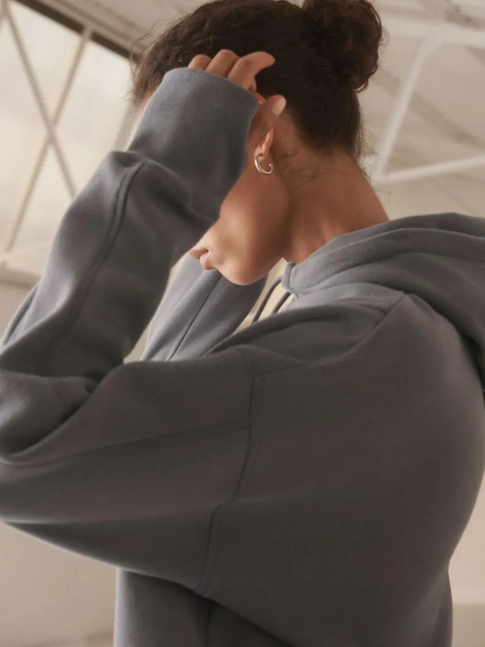 Clearance Next Grey Active Longline Overhead Seam Detail Supersoft Hoodie with Pockets