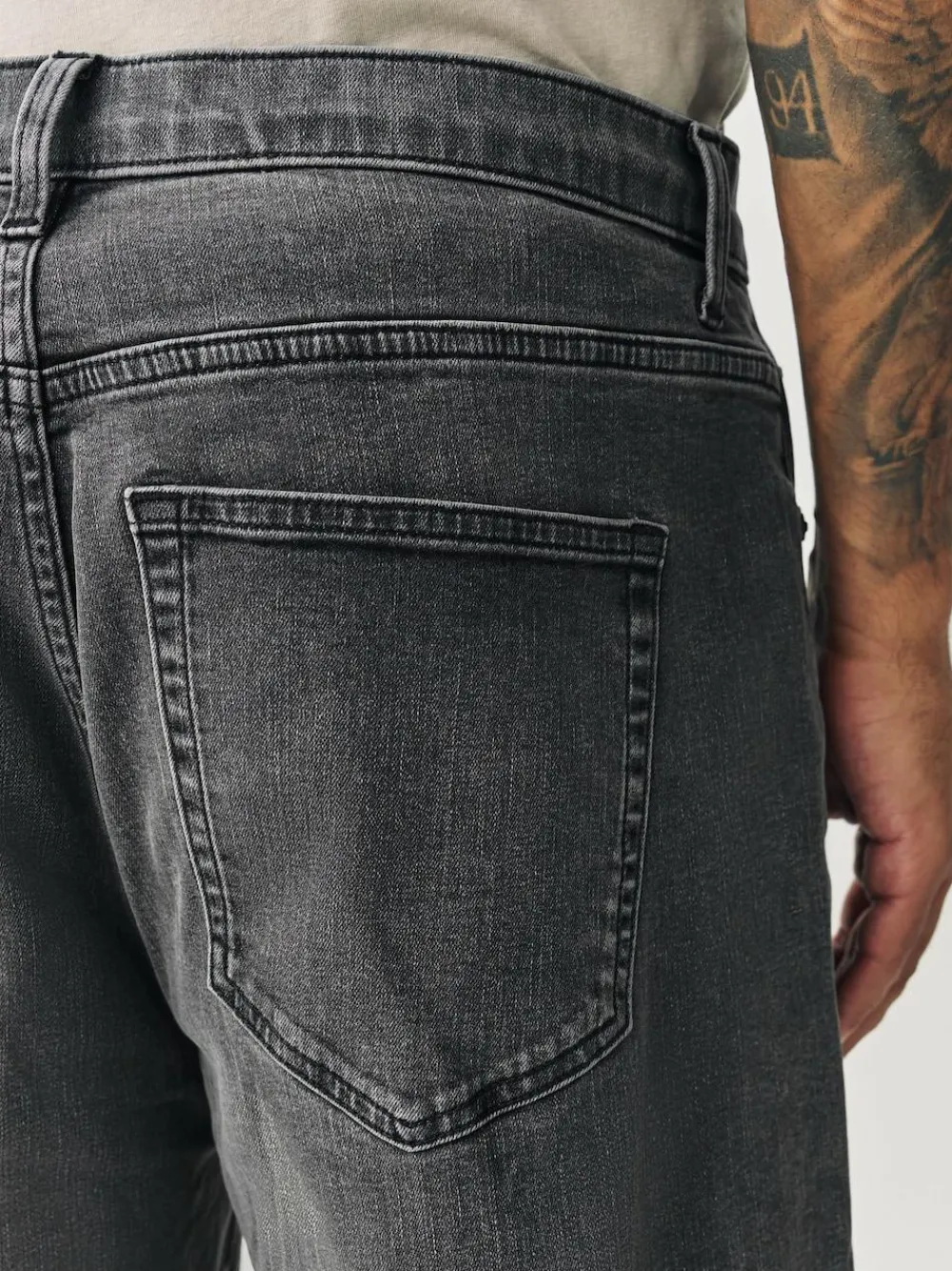 Next Grey Barrel Fit Classic Stretch Jeans