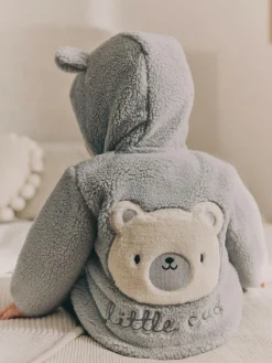Outlet Next Grey Bear Cosy Borg Fleece Baby Jacket