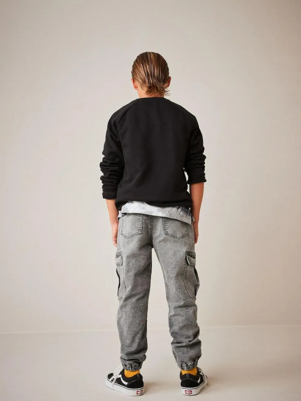 New Next Cargo Jeans With Elasticated Waist (3-16yrs) Grey