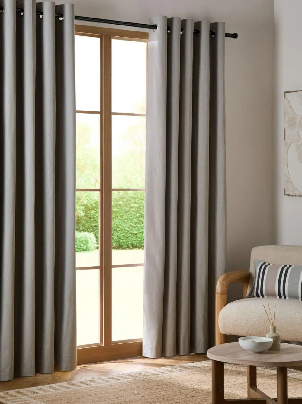 Sale Next Grey Charcoal Blackout/Thermal Cotton Eyelet Curtains