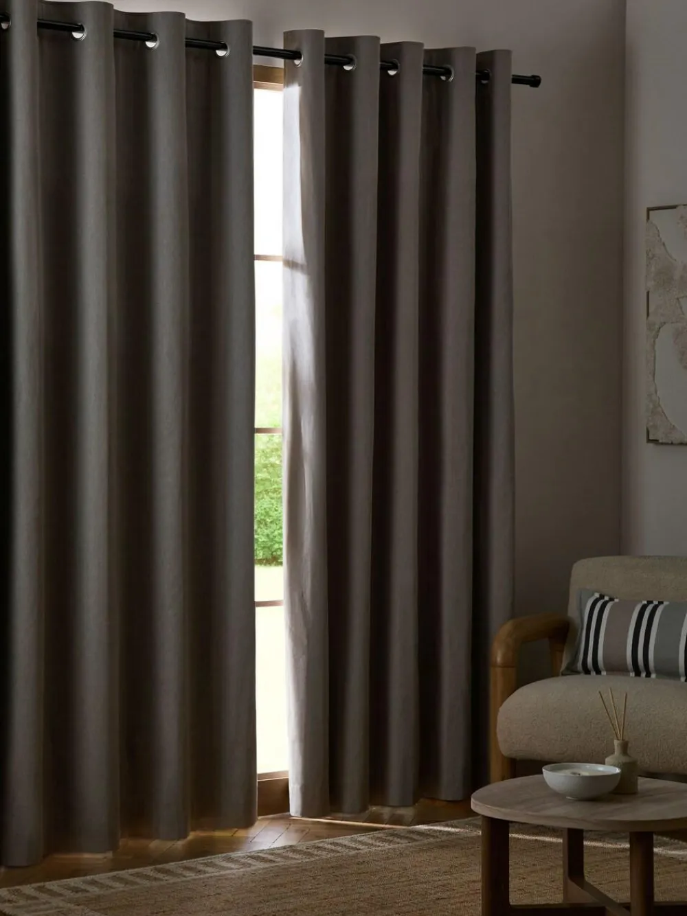 Sale Next Grey Charcoal Blackout/Thermal Cotton Eyelet Curtains