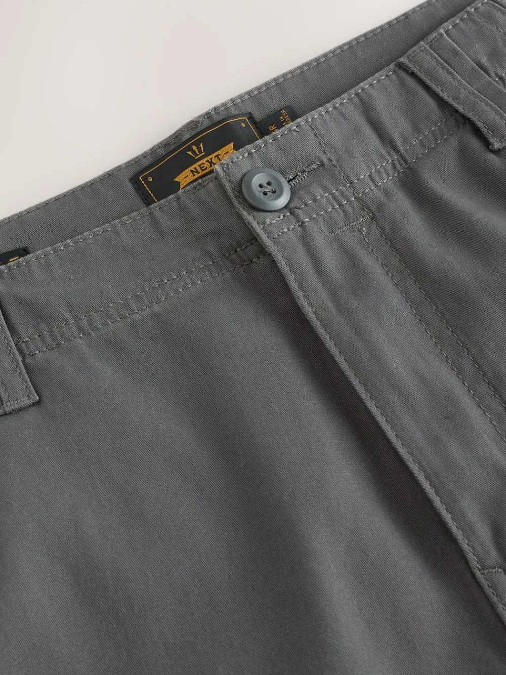 New Next Skinny Fit Cotton Stretch Cargo Trousers Grey Charcoal