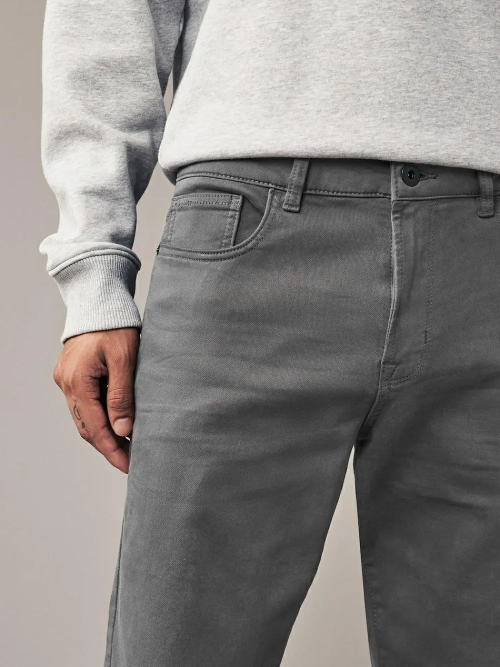 Hot Next Grey Charcoal Slim Fit Comfort Stretch Jeans