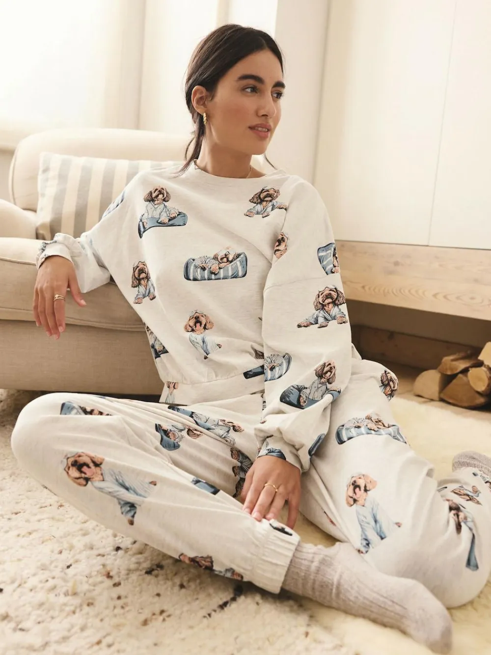 Clearance Next Grey Charlie The Cockapoo Long Sleeve Pyjamas