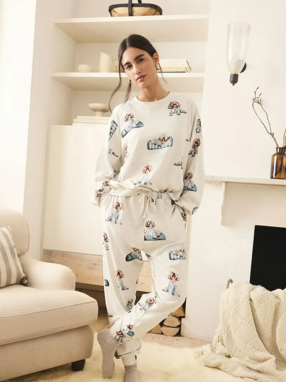 Clearance Next Grey Charlie The Cockapoo Long Sleeve Pyjamas