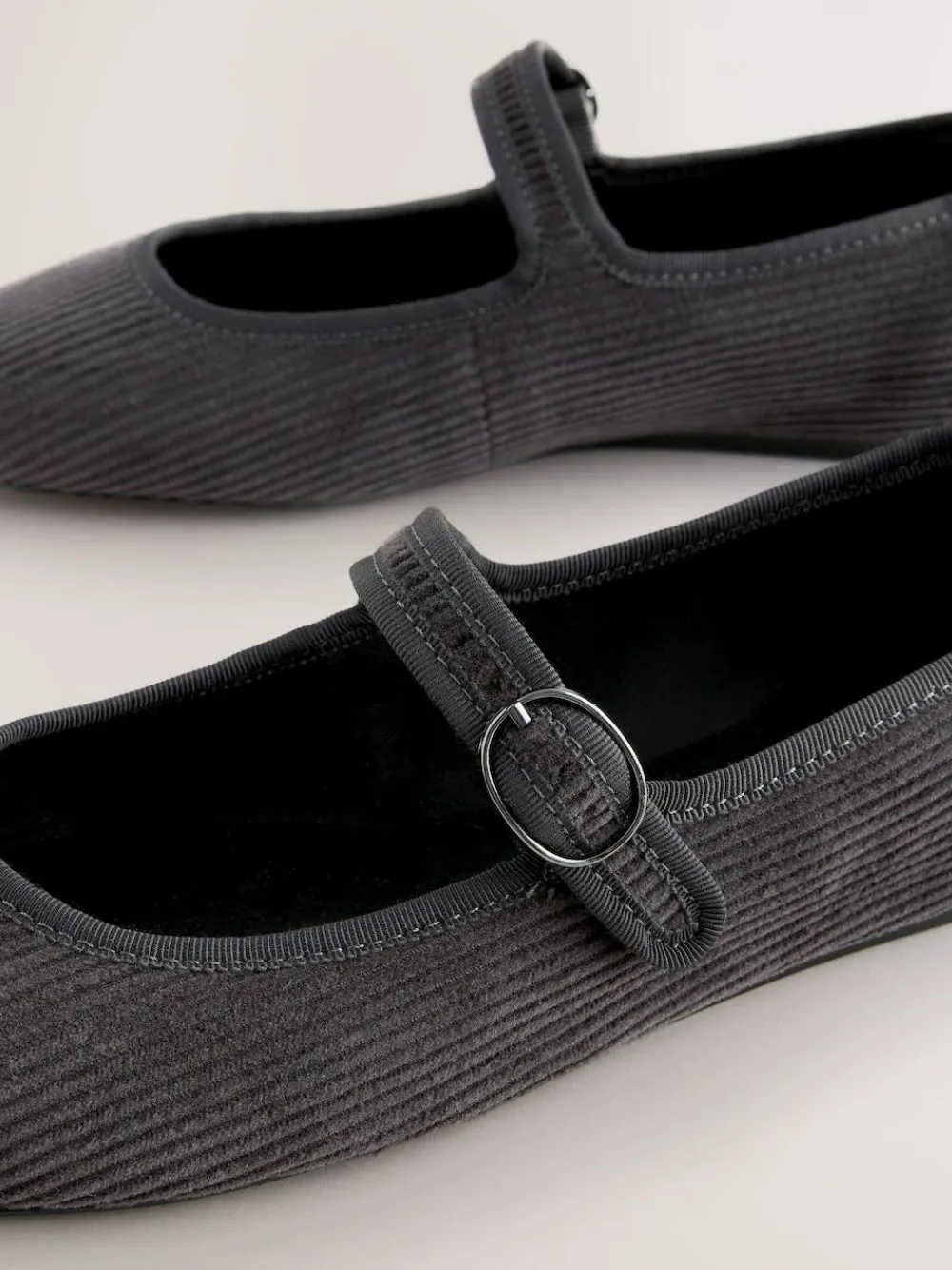 Discount Next Forever Comfort Round Toe Buckle Detail Mary Jane Shoes Grey Cord
