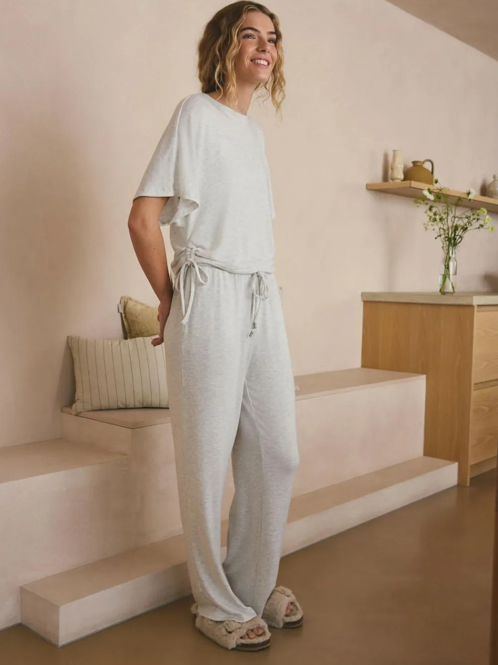 Next Cosy Short Sleeve Pyjamas Grey
