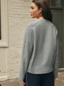 Outlet Next Crew Neck Knitted Jumper with Wool Grey