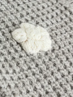 Next Baby Knitted Cardigan (0mths-3yrs) Grey Crochet Flowers