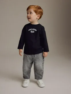 New Next Pleat Front Jeans (3mths-7yrs) Grey Denim