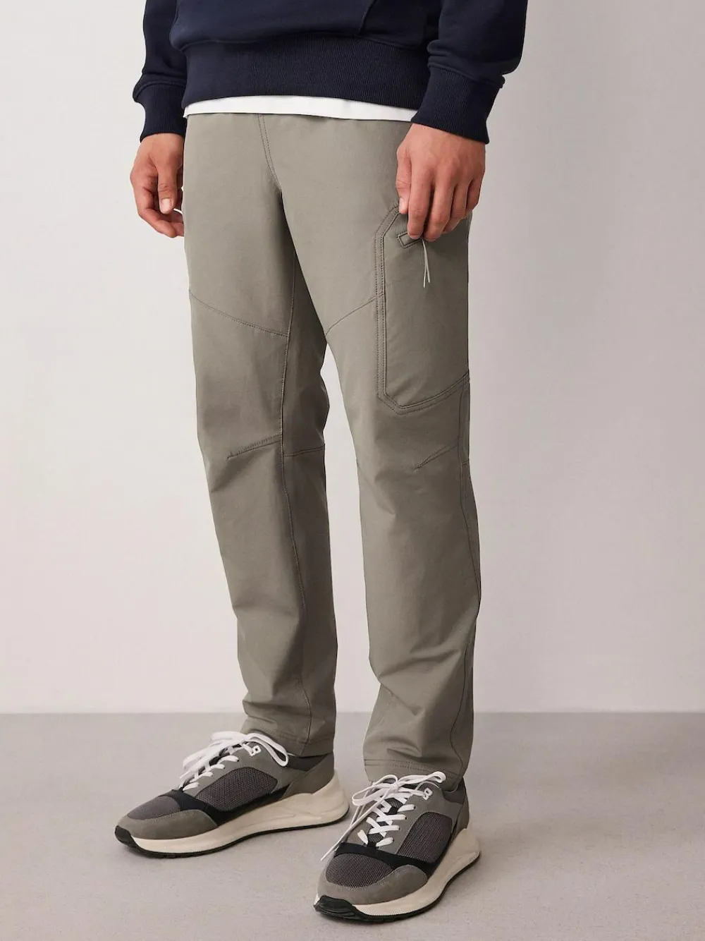 Clearance Next DryTech Slim Fit Tech Stretch Utility Cargo Trousers Grey