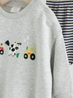 New Next Baby Sweatshirt and Leggings Set (0mths-3yrs) Grey Farm Character