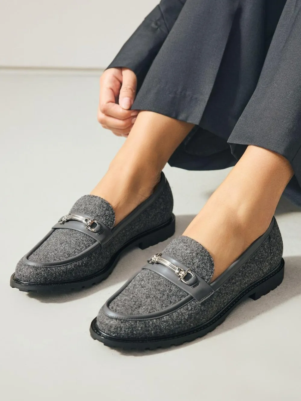 Best Next Grey Forever Comfort® Trim Hardware Round Toe Loafers