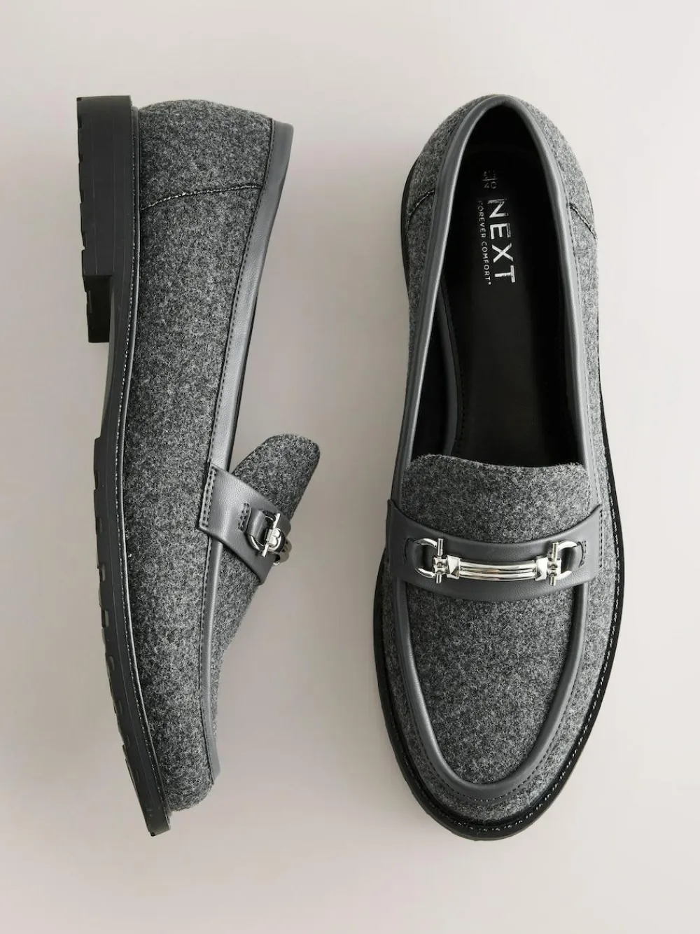 Best Next Grey Forever Comfort® Trim Hardware Round Toe Loafers