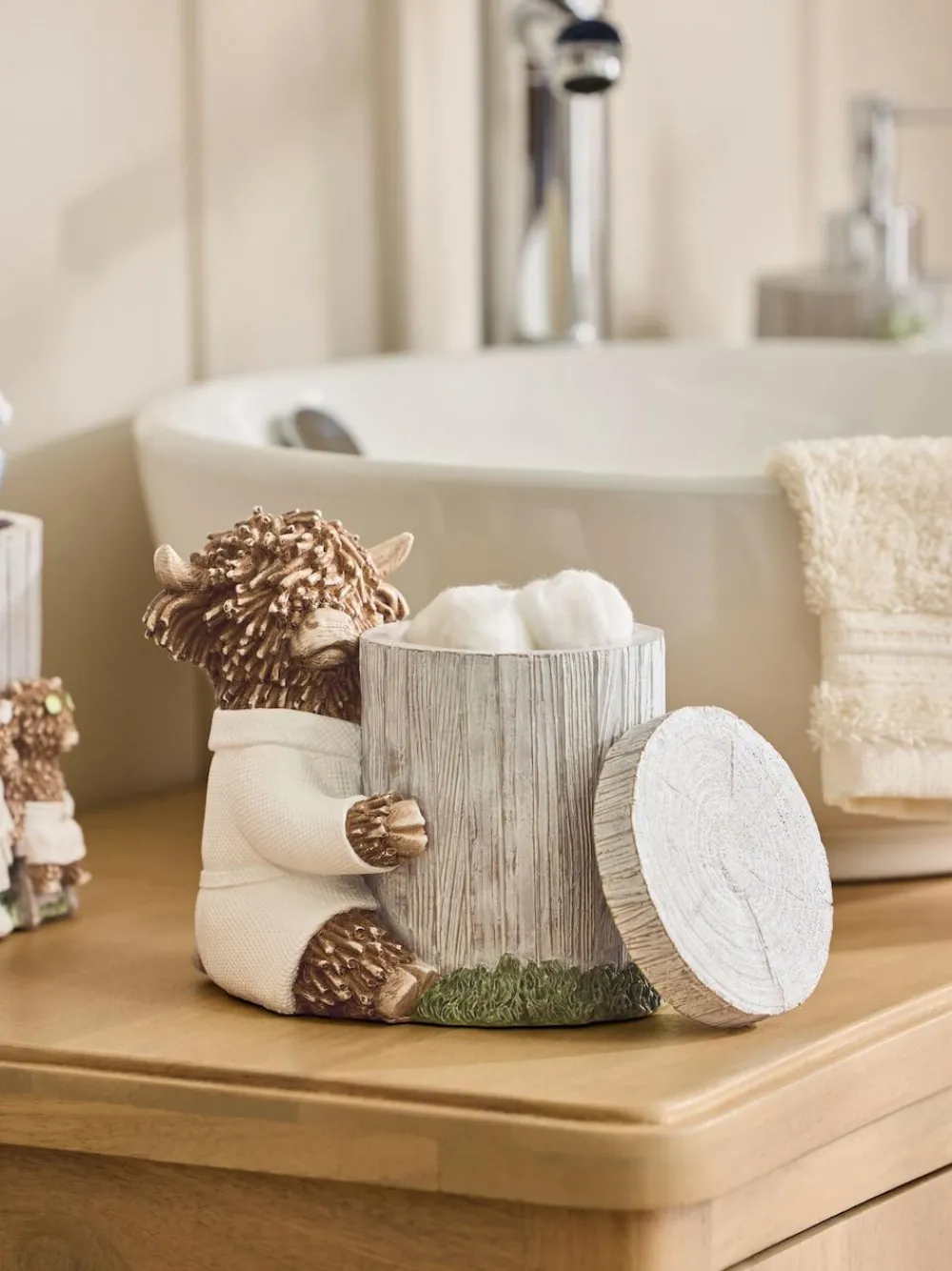 Next Grey Hamish the Highland Cow Spa Storage Jar^ Bathroom Accessories