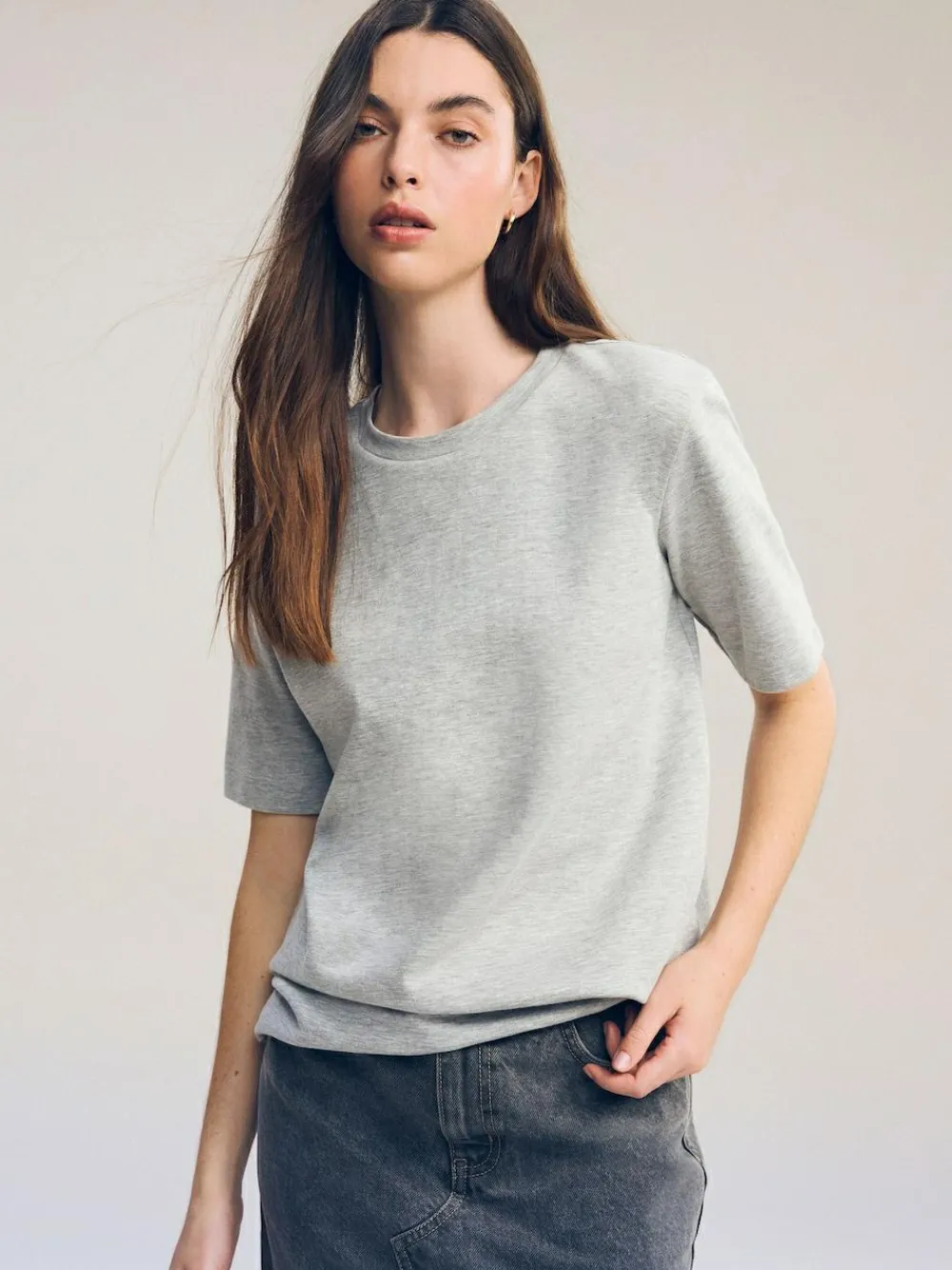 Online Next Grey Heavyweight Short Sleeve Crew Neck T-Shirt