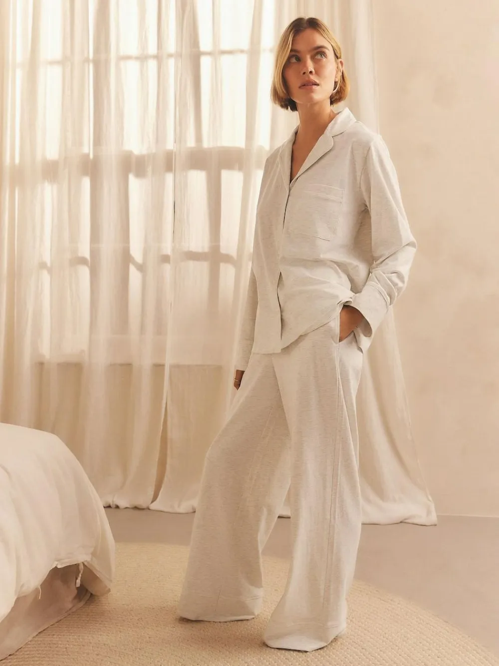 Outlet Next Jersey Button Through Pyjamas Grey