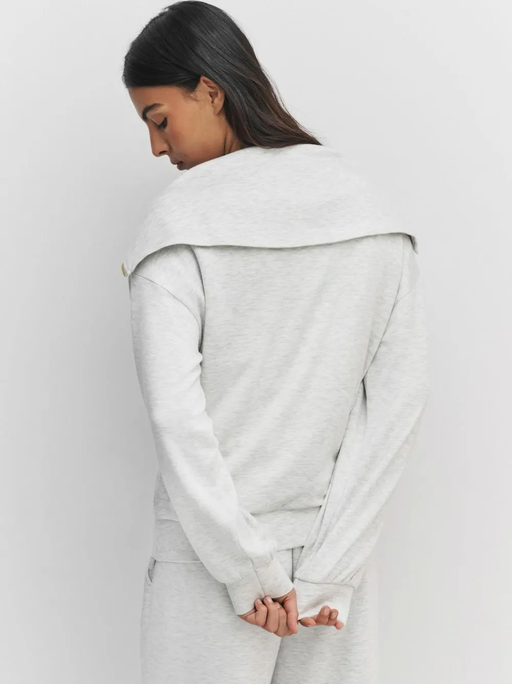 New Next Half Zip Jersey Sweatshirt Grey Marl