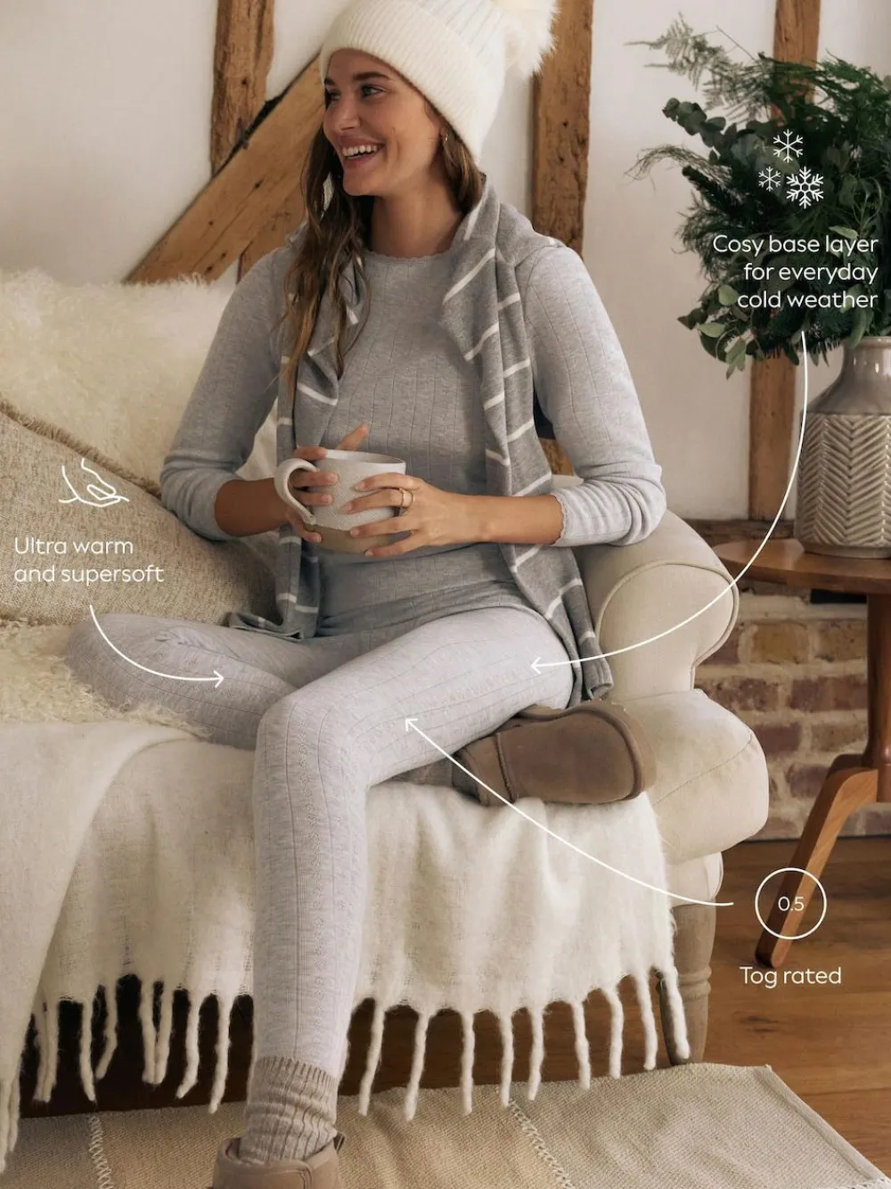 Next Thermal Maximum Warmth Cosy Pointelle Leggings^Women Thermals