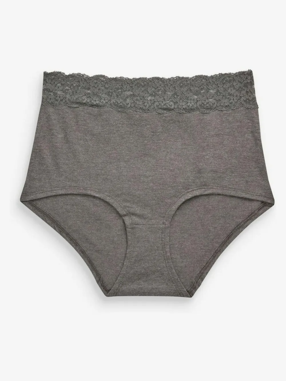 Next Grey Marl/Pink/Plum Full Brief Cotton Lace Knickers 4 Pack^Women Panties