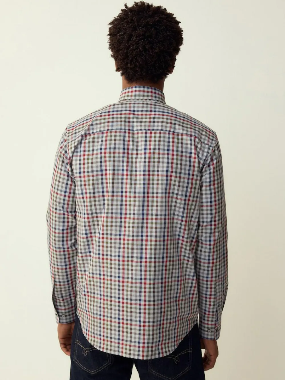 Best Next Grey/ Multi Colour Gingham Regular Fit Easy Iron Button Down Oxford Shirt