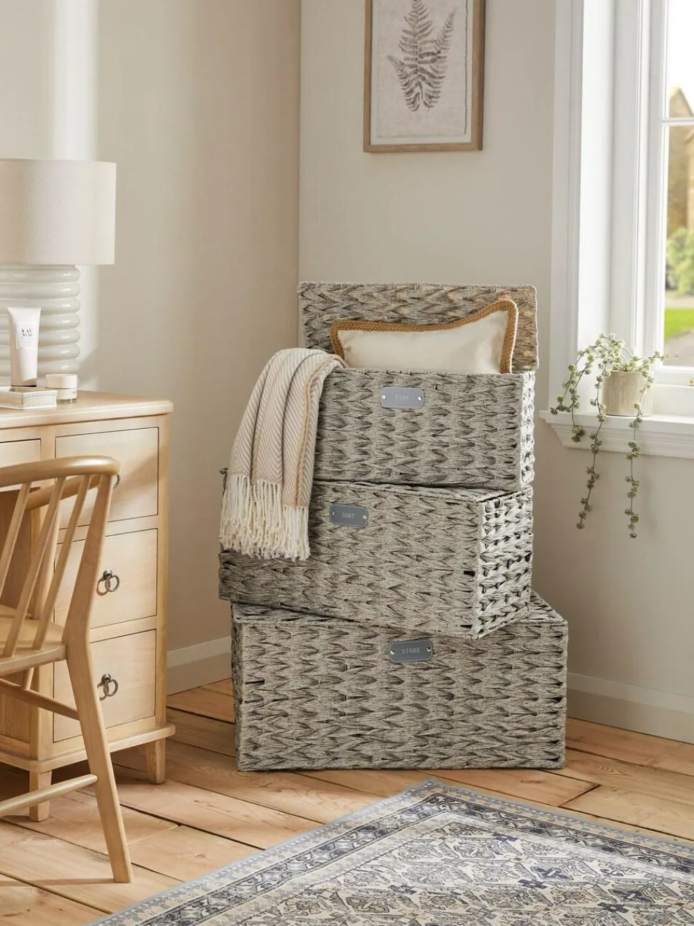 Sale Next Grey Plastic Wicker Set of 3 Storage Basket