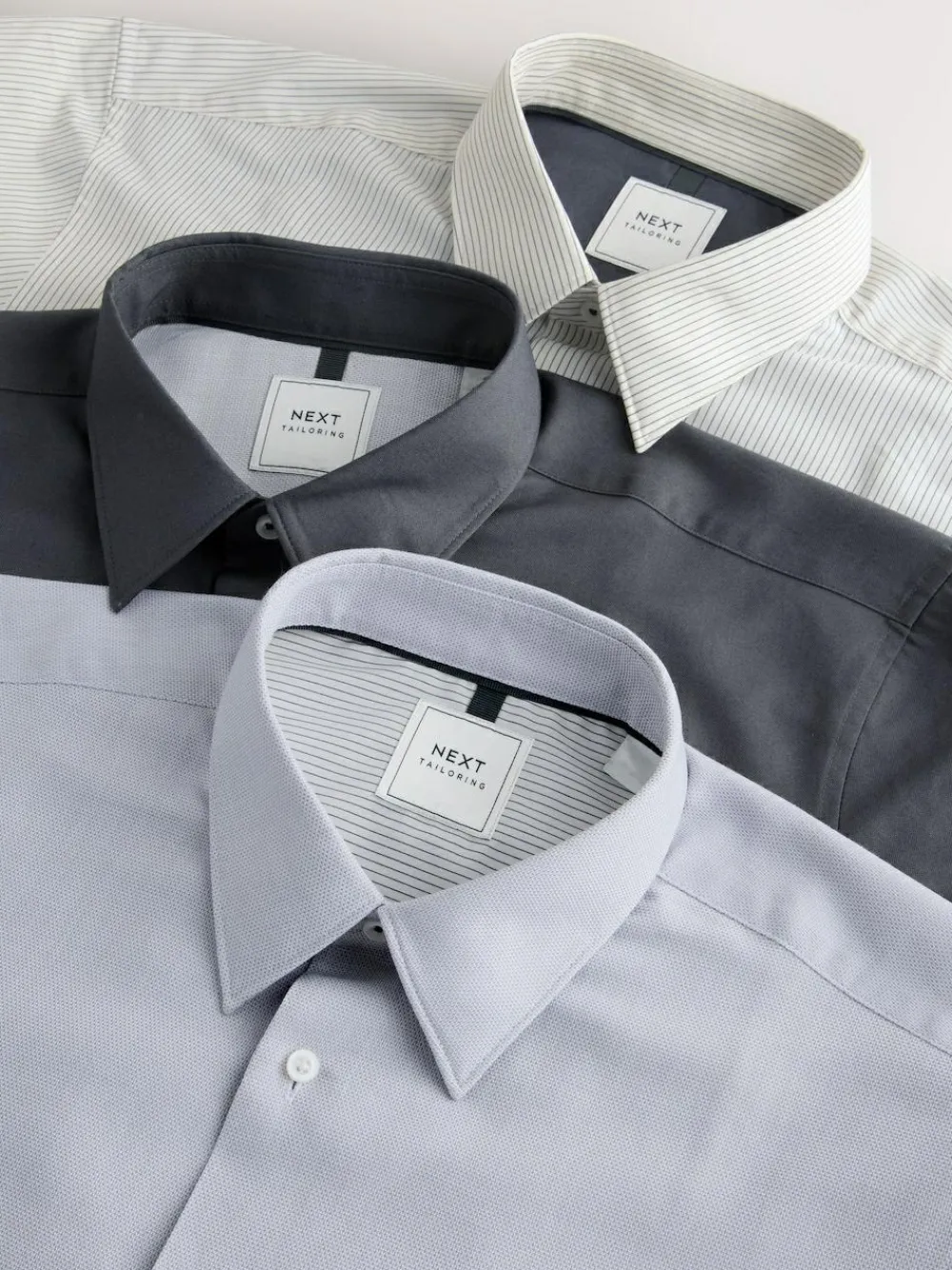 Discount Next Regular Fit Easy Care Single Cuff Smart Shirts 3 Pack Grey