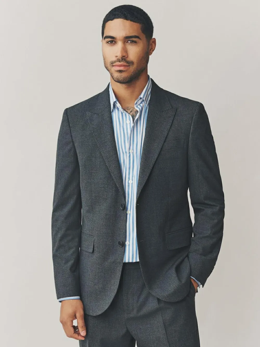 Next Grey Regular Fit Texture Motionflex Stretch Suit Jacket^ Grey Suits