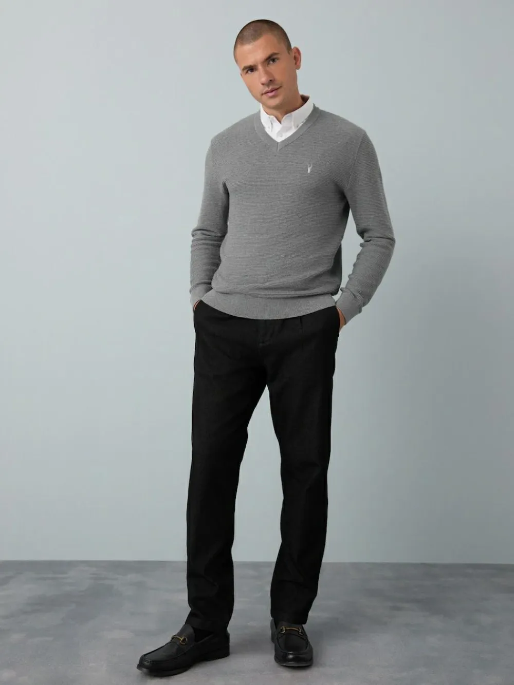 Next Regular Fit Textured Oxford Mock Shirt Jumper^ Knitwear|Knitwear