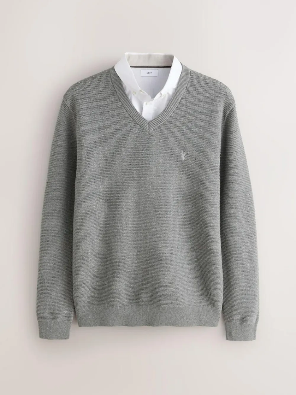 Next Regular Fit Textured Oxford Mock Shirt Jumper^ Knitwear|Knitwear
