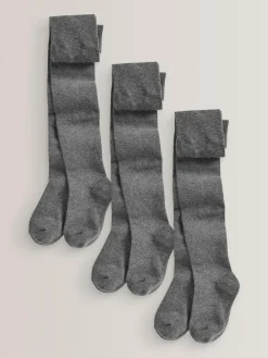Best Next Grey Regular Length 3 Pack Cotton Rich School Tights