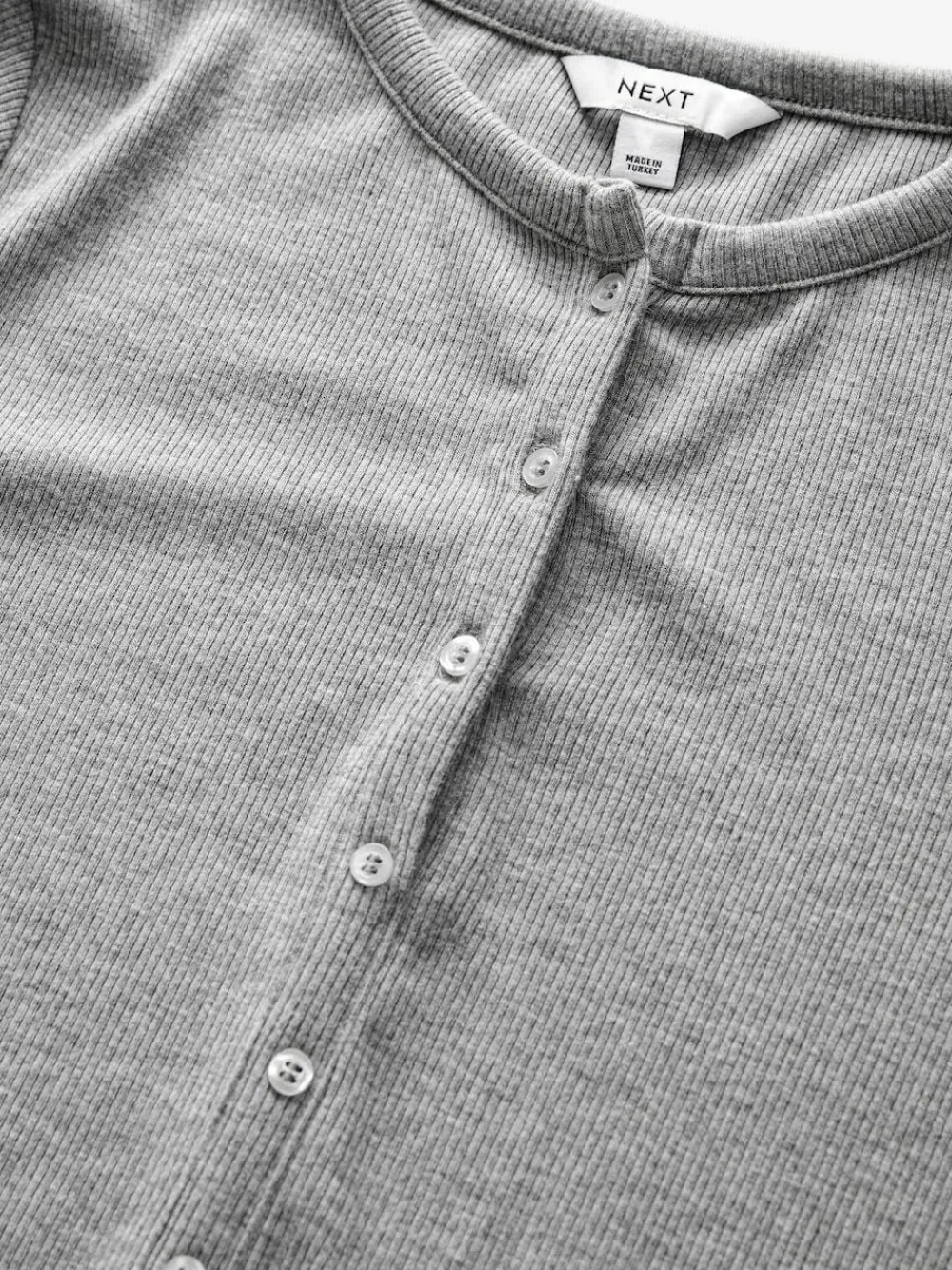 Next Ribbed Long Sleeve Henley Bodysuit Grey