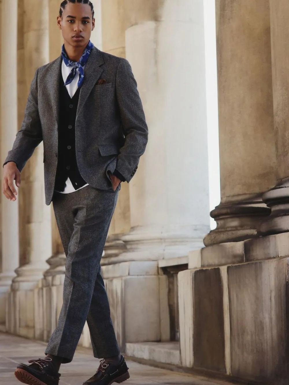 Discount Next Grey Slim Fit Wool Blend Herringbone Stripe Suit Jacket