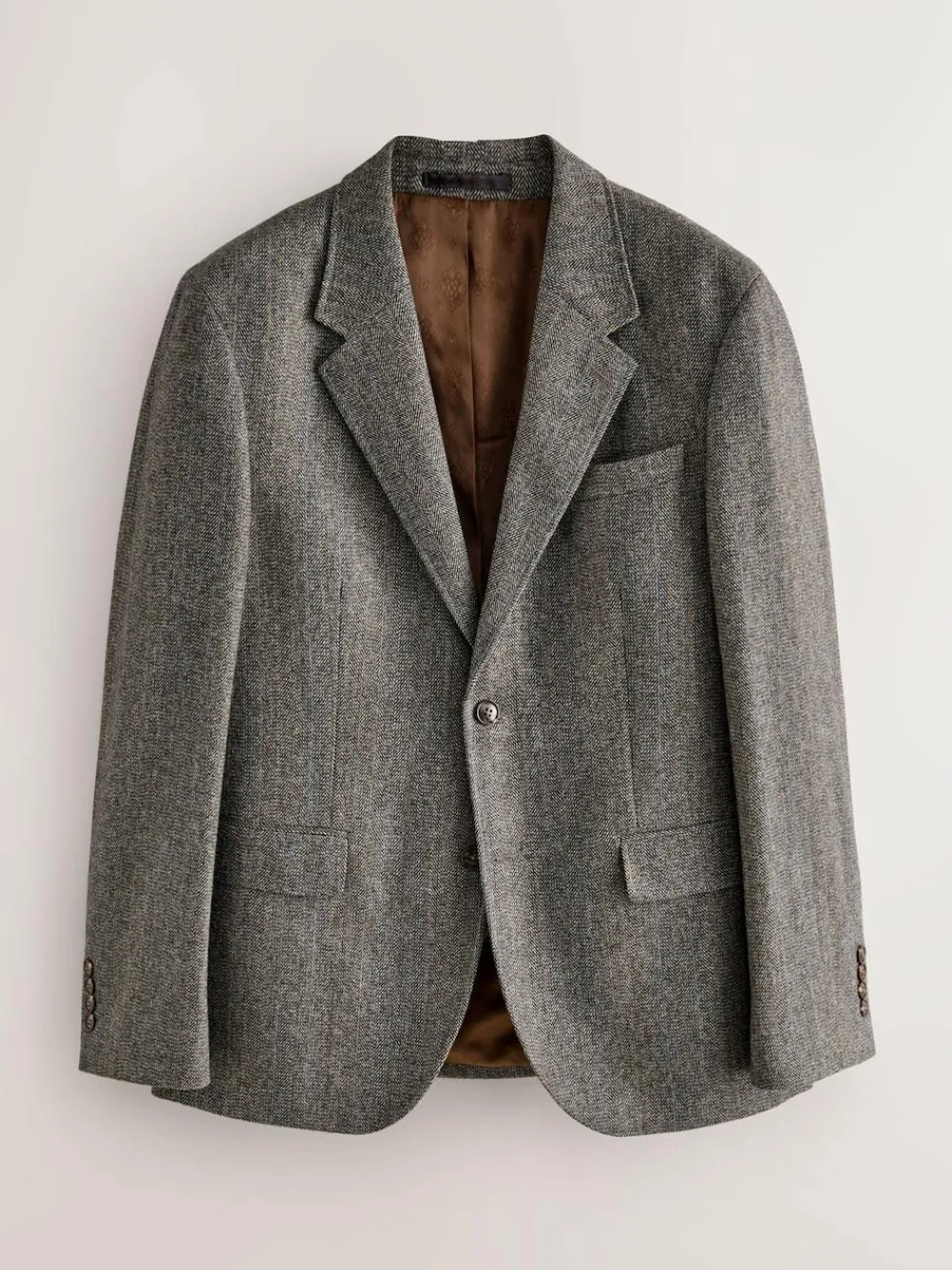 Discount Next Grey Slim Fit Wool Blend Herringbone Stripe Suit Jacket